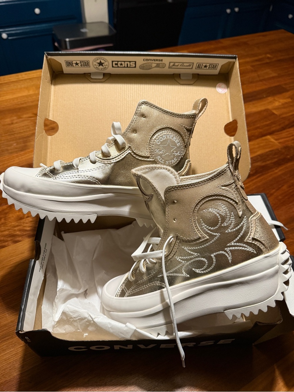 Converse Metallic Gold High-Top Platform Sneakers